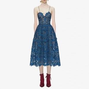 Self-Portrait Azalea 3D Floral dress in blue